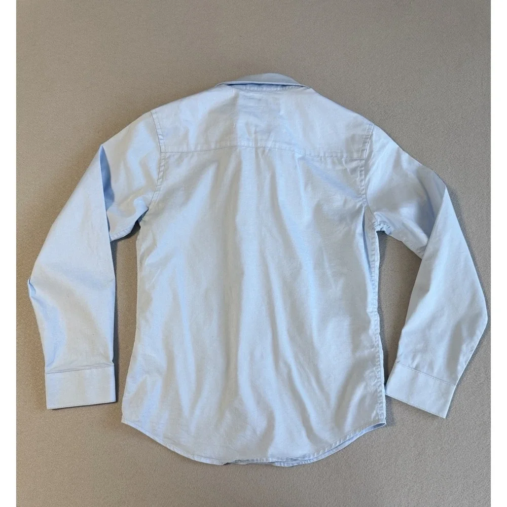 Calvin Klein Boys Dress Shirt s10 BabyBlue Slim Fit Stretch Long Sleeve Button